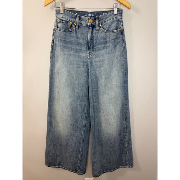 J. Crew High-rise Superwide-leg Jean Elliot wash High Rise Women's 26 - Picture 3 of 11